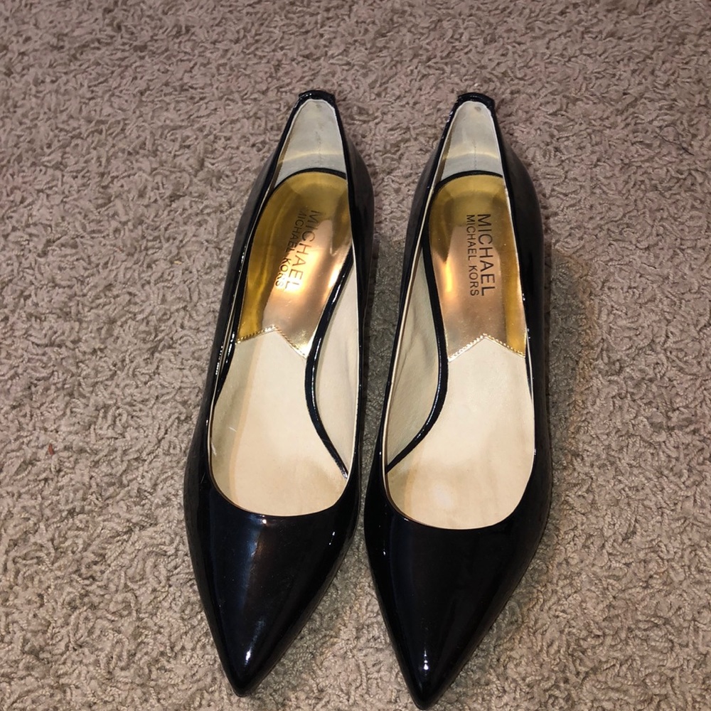 Black shiny high heels